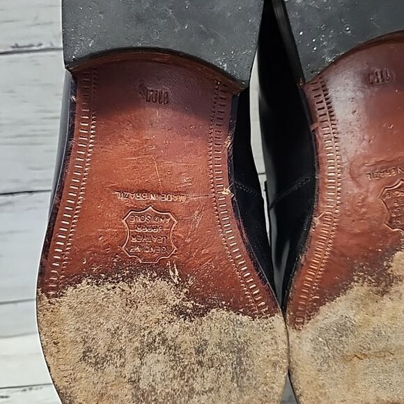 Stacy Adams Mens Leather Kiltie Tassel Dress Shoes Sz 11M Black Slip On - Picture 10 of 11